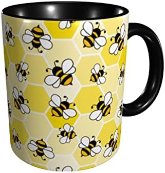 Yrebyou пчела кафе кригла смешна - керамичка чаша чај за мажи жени канцеларија и домашни новите чаши идеални подароци роденденски микробранови безбедни 11oz