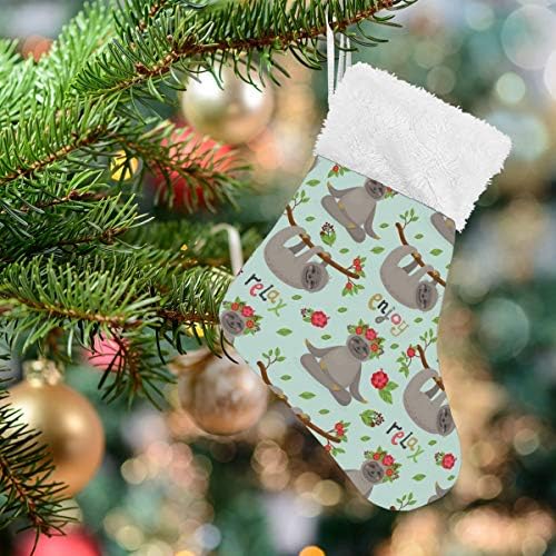 Алаза Божиќни чорапи симпатични мрзлити кои се релаксираат на тропските гранки на Лианас Класик Персонализирани мали декорации за порибување за