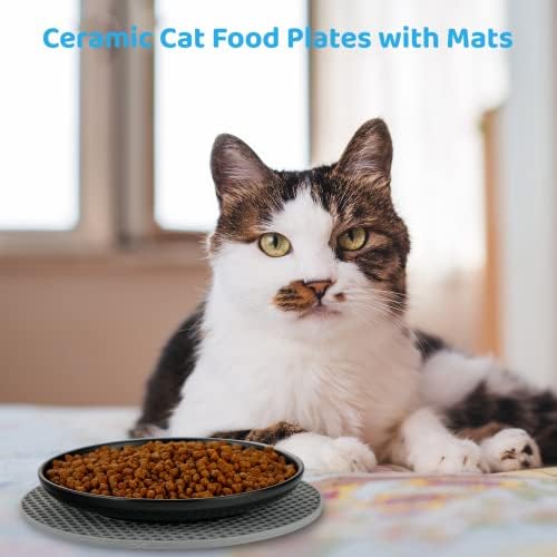 ДОРАКИТТ Керамички мачки за храна за храна: Мачка влажна храна чинии со мачки кои се хранат со широки чинии до олеснување на стресот
