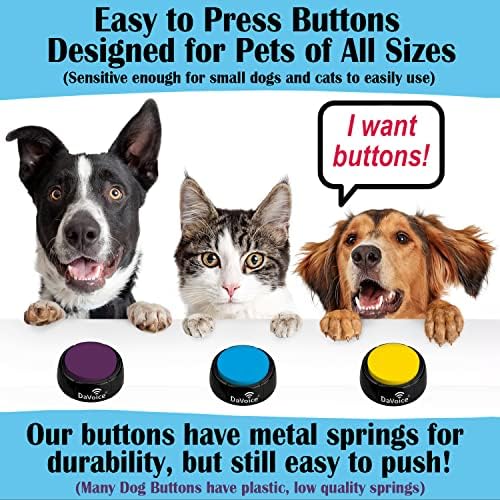 Копчиња за кучиња Davoice за комуникација, копче што може да се снима за сет на копче за кучиња со мачки, копчиња за комуникација со
