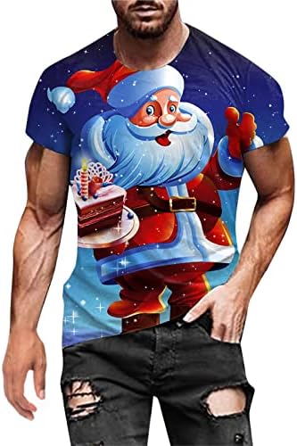 XXBR Божиќни маици со кратки ракави со кратки ракави, смешни Божиќни Дедо Мраз печати атлетски тренинг опремени графички врвови