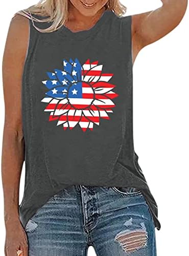 4-ти јули кошули резервоар за врвови за жени во САД знамето летно случајно маички ленти за маички