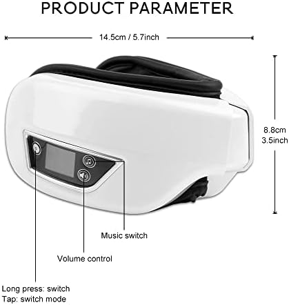 Tinmico Massager Massager 6d Smart Airbag Vibration, Instrument Hot Compress Bluetooth, очила за масажа на очите, торбичка за замор и брчки,