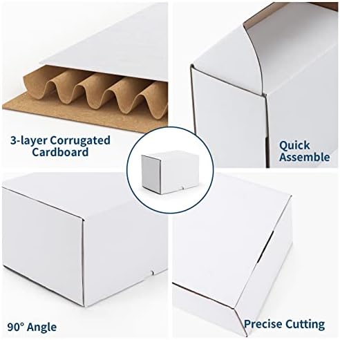 Zbeivan 6x4x4 Бели кутии за испорака сет од 25, брановидни картонски поштар кутии за пакување подароци за испраќање на мали бизниси