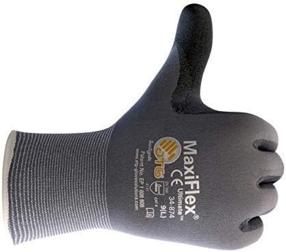 Maxiflex ATG 34-874 Беспрекорен плетен најлон-ракавици од ликра со микро-обложена микро-пена вклучуваат зафат на дланката и прстите