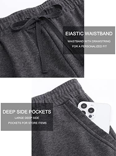 Tandisk Women staight 5 “Обични памучни шорцеви од памук од памук, пижама за пижами со џебови со џебови активна облека