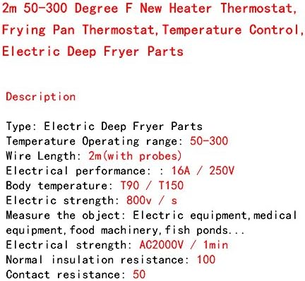 2м 50-300 степени F Нов термостат на грејачот, термостат за пржење, контрола на температурата, делови од електрична длабока пржење