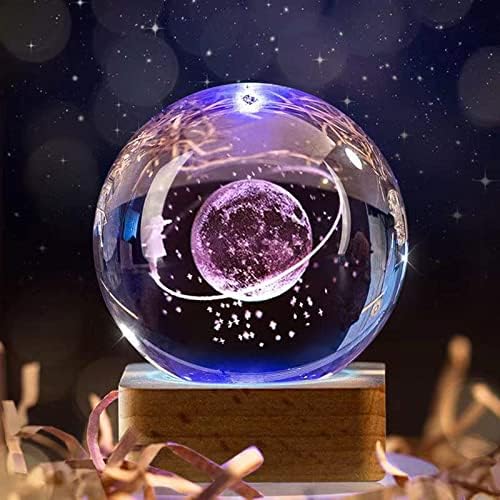 3Д кристална топка со чиста starвездена резба на небото и 7 видови LED светло, најдобар роденденски подарок за деца, подарок