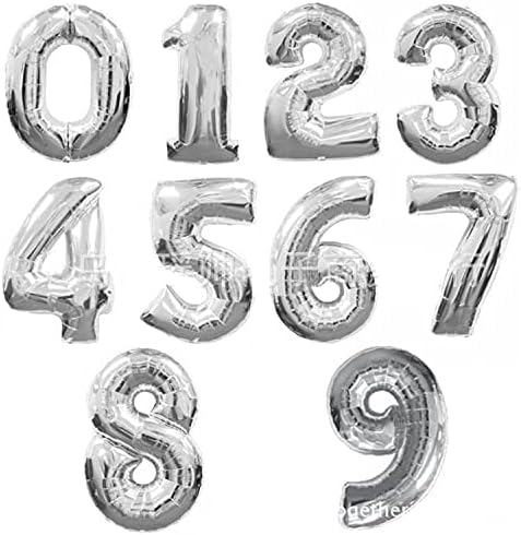 Сребрен број 9 во облик на балон со фолија - 30 I пакет од 1