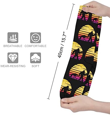 Јети и гепард зајдисонце ретро високи чорапи смешно топло над чорапите со цевки од телето, кои одговараат на чорапите за мажи за мажи