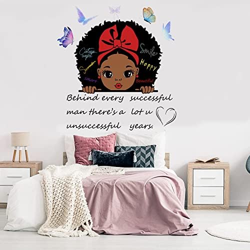 Црна Девојка Ѕид Налепници За Девојки Спална Соба, Инспиративни Цитат Налепници Афроамериканец Девојка Ѕид Налепница Мотивациски