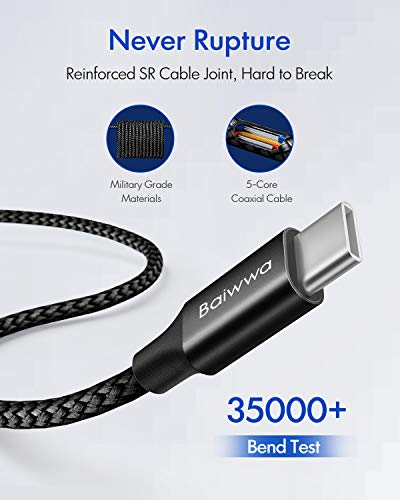 USB C до USB C кабел 20ft, Baiwwa Long USB Type C до Type C кабел 60W PD Брз полнач кабел плетенка компатибилен со Samsung Galaxy