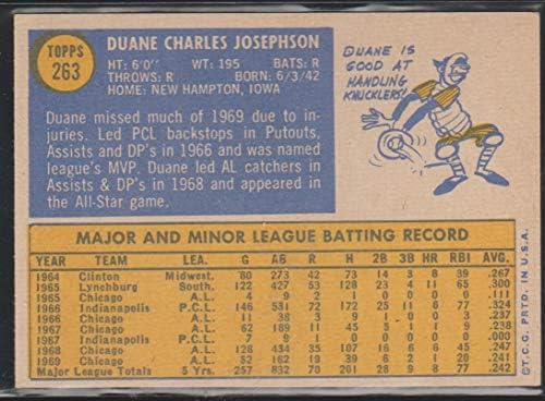 1970 година Топс Дуан Josephозефсон бејзбол картичка на Вајт Сокс 263