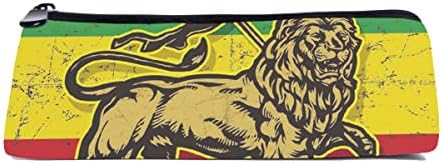 Триаголна торба со пенкало Триаголник Мал молив случај, Зелен раста лав на Јуда знаме Црвен реге Јамајка Растафаријан Етиопија, торбичка за молив,