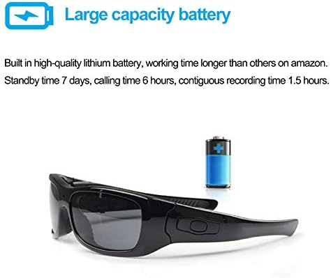 Blуверис Bluetooth очила за сонце на очила за сонце целосна HD 1080p очила за видео камера со UV заштита Поларизирана леќа,