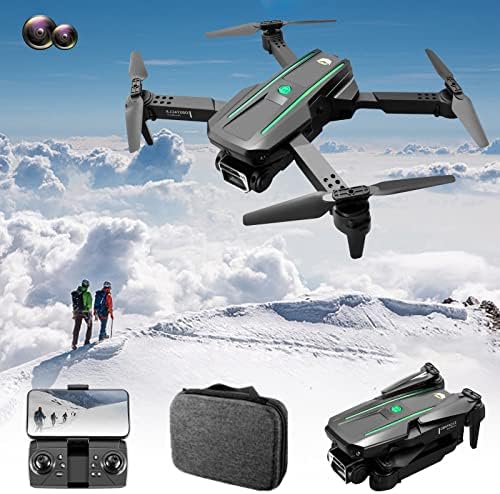 Дрон со двојна 1080p HD FPV камера, далечински управувач со Quadcopter Aircraft Toys подароци за преклопување на рацете со надморска