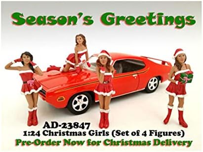 Божиќни девојки 4 парчиња фигура поставена за 1:24 скала диекаст модели автомобили од американска диорама 23847