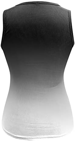 Секси градиент врвен резервоар тенок фит елек елек со низок јака блуза тенок фит y2k облека без ракави на ракави за жени
