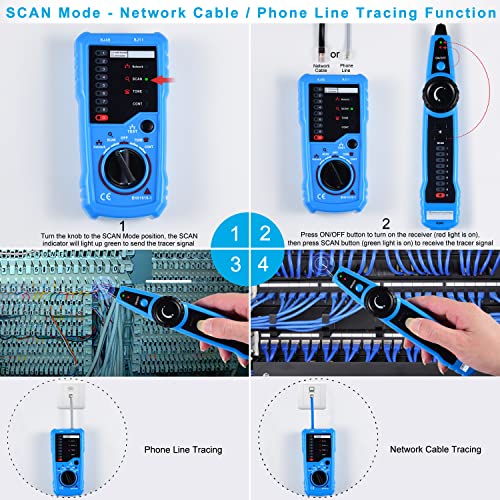 MyKit Ethernet Network Cable Tone Generator Tracer Probe Wand for Trace Communication Cabbal Cabling Cables Mapper Test RJ11