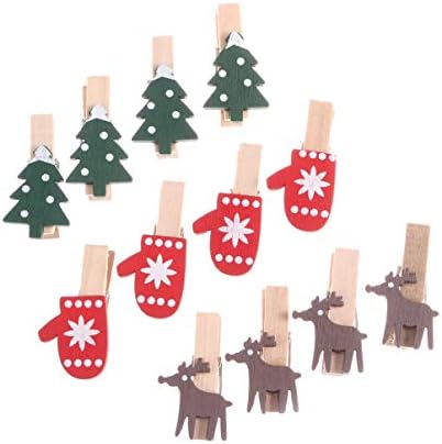 Pretyzoom Божиќ декор 25 парчиња Божиќно дрво клип цртан филм Пастер Фото клип елка елк нараквици снегулки за снегулки фото