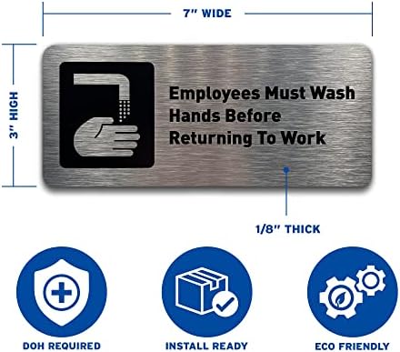 Вработените мора да мијат раце пред да се вратат на знак за работа - знаци за тоалети за деловно работење - Вклучува лепливи ленти