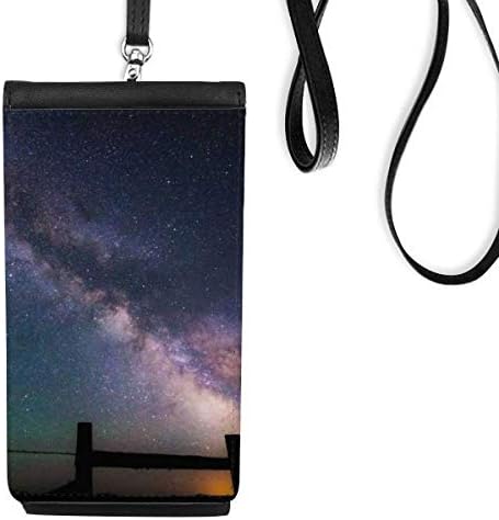 Виолетова темни starsвезди Галакси Арт Деко Подарок моден телефон паричник чанта што виси мобилна торбичка црн џеб