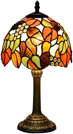 Nuoditos Tiffany Lamp Maple Остава обоена стаклена маса ламба 8x8x14 инчи јазли остава стил дома биро за читање светло декор за спална соба ресторан