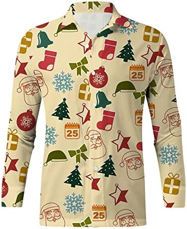 Божиќни кошули на Вокачи, Божиќ, копче надолу Божиќ Дедо Мраз Клаус Свртете ја јака за забави Костими на Хавајски плажа дизајнер