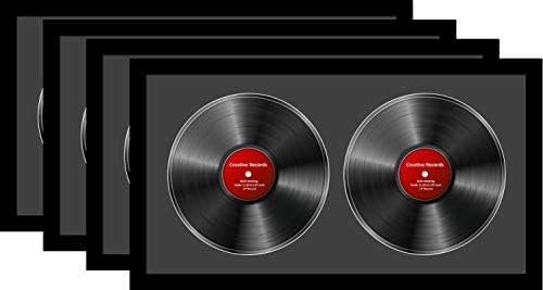 Креативни рамки за слика 16x30-инчен двојна винил LP рамка со црна матичка прикажува 2 индивидуални 33 записи