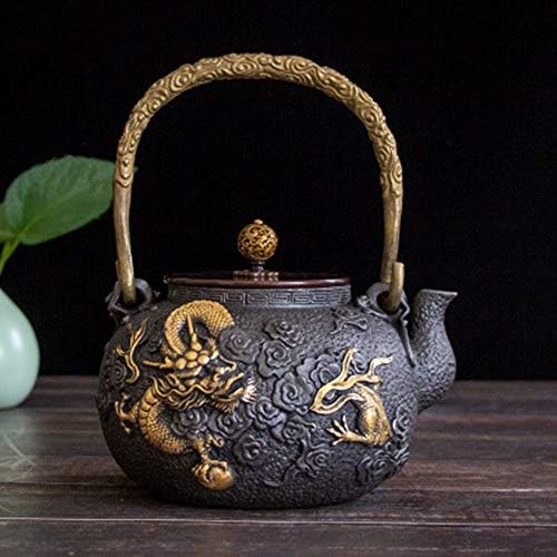 Ironелезен чај котел чајник модерен сад за железо чај со рачка против скалалирање за лабав чај и возрасни 1300 мл чајници, пиБМ, црна3, 1300мл