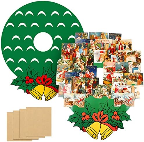 Gueevin 2 парчиња држач за Божиќни картички за празници за приказ на картички што виси фото -венец Божиќна картичка држач за венец за дома,