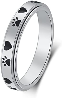 LuckyAmor Spinner Ring For Women Fasteriess Relief - 4мм ширина врежана месечина starвезда и loversубители на кученца миленичиња, шепи