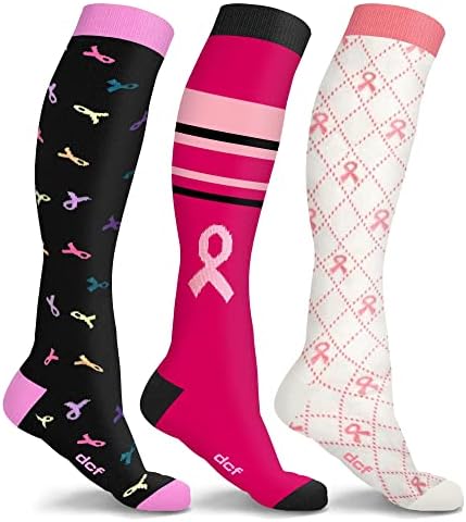 DCF Поддршка за рак на дојка Поддршка за компресија чорапи за жени - идеални за водење на медицински сестри за патувања