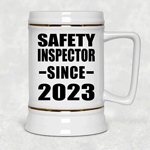Дизајнирајте Инспектор За Безбедност Од 2023 година, 22оз Пиво Штајн Керамички Танкард Кригла Со Рачка За Замрзнувач, Подароци За Роденденска
