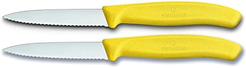Викторинокс 8 См Зашилен Врв/Назабен Раб Блистер Спакуван Нож За Паринг, Пакување од 2, Жолто