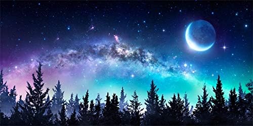 Аофото 6х3фт Ѕвездена Ноќна Шумска Позадина Прекрасен Универзум Галакси Ѕвезди И Месечина Природа Летна Небесна Маглина Ноќен Пејзаж Млечен Пат