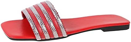 Женски квадратни пети рамни влечки летни модни модни единечни сандали летни слајдови на отворено чевли дама удобност флип флоп