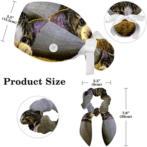 Работно капаче со копчиња за прилагодување на џемперите со џемпери со хируршки капачиња за жени, животинска мачка симпатична