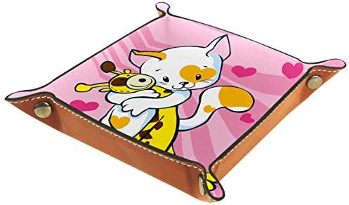 Клучни Монета Бонбони Кутија За Складирање Тркалање Коцки Игри Послужавник Кожа Плоштад Накит Коцки Преклопување Симпатична Мачка Сака Жирафа