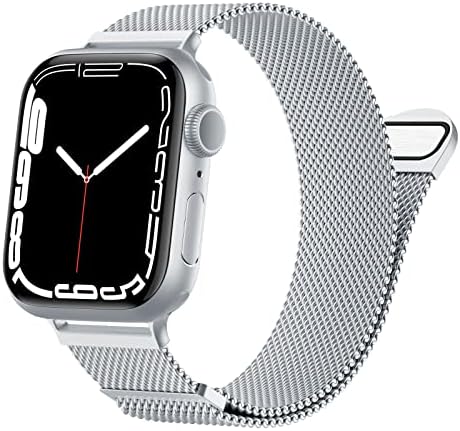 Метални магнетни ленти компатибилни со Apple Watch Band 38mm 40mm 41mm 42mm 44mm 45mm, не'рѓосувачки челик јамка магнетна затворачка лента