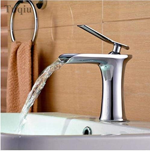 Xyyxdd тапа, хромирана бела и водопада тапа месинг бања тапа за мешање тапа топла и ладна вода резервоарот тапа-хром