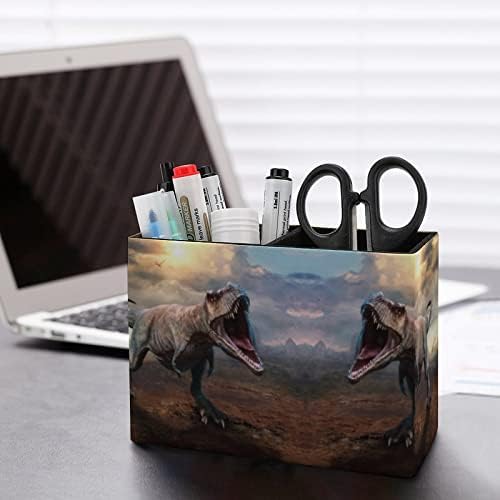 Tyrannosaurus rex PU Reather Pencil Sholders Multifunction Pen Cup Coup Container Model Desk Организатор за канцеларија Дома