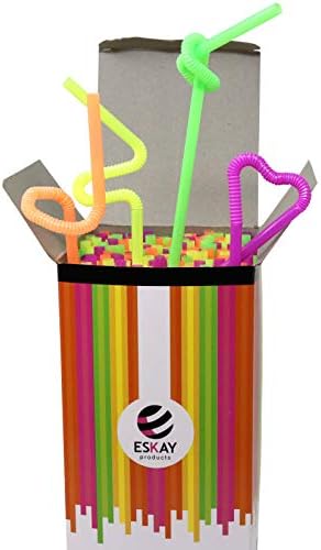 Флексибилни Неонски Сламки - Пластични Сламки За Еднократна употреба - Бпа Бесплатни Сламки За Пиење Пластични Направени-Шарени Флексибилни