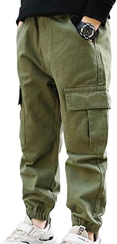 Jhaoyu деца момчиња карго џогери панталони еластични половини случајни џогирање пешачење панталони за атлетски панталони за џемпери