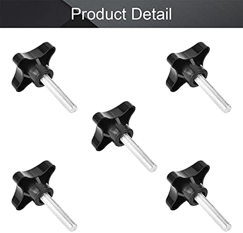 MROMAX 5 парчиња за прицврстување на рачката за прицврстувачи на рачни копчиња за завртки за прицврстувачи M10 x 50mm навојна пластичен метал црна боја