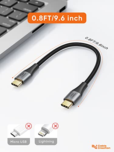 Предмети од пакет-2: Краток USB C до USB C кабел+USB A до USB C кабел 0,8ft