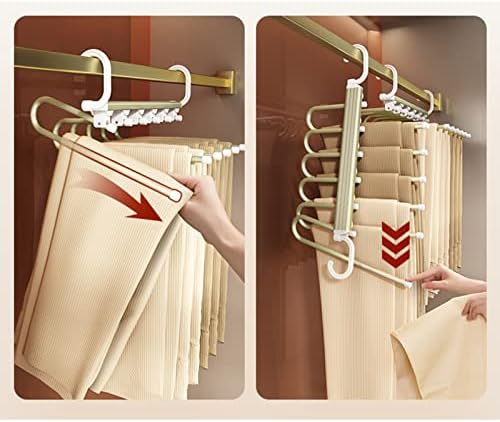 Rack Rack, 3 пакувања пакувања закачалки за заштеда на 6 слоја панталони закачалки со нелизгање пена со леќичка за вртење на