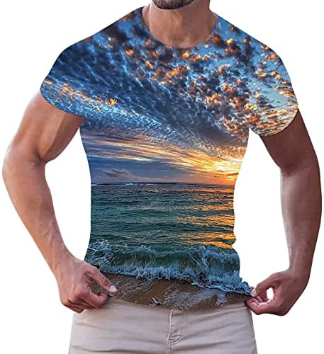 Летни кошули на плажа за мажи, едноставна личност, мода обични Хавајци мали печатени памучни маици мажи мажи