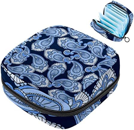 Темно сина шема санитарна торба за складирање на салфетки, торба за менструален период за тинејџери, носител на подлога за медицински