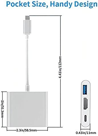 Qidoou USB C до HDMI адаптер, USB тип C адаптер мултипорт AV конвертор со 4K HDMI излез, USB 3.0 порта и USB-C порта за полнење Chromebook/MacBook/iMac/Samsung/Projector/Monitor